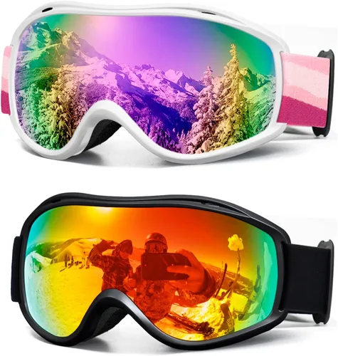 Vista 8 de FMY Gafas de esquí y snowboard OTG, protección UV400, anti niebla, gafas de esquí para motos de nieve para hombres, mujeres y jóvenes