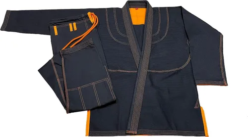 Vista 3 de Bjj Gi Con Puntada Naranja Bjj Gi Jiu Jitsu Kimonos Gi 100% Algodón Perl Tejido 450GSM