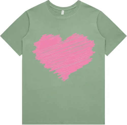 Vista 2 de Camisetas de San Valentín para mujer, teñido anudado, con estampado de corazón, manga corta, para el día de San Valentín, camisetas cómodas