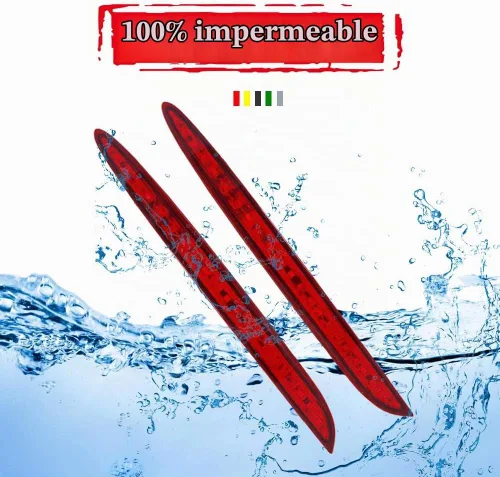 Vista 5 de Lente roja LED parachoques trasero reflector freno trasero luces antiniebla para 2016-2020 Mercedes-Benz W213 Clase E E200 E250 E300 E350 E400 E500
