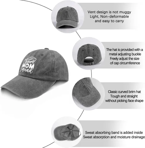 Vista 6 de Football Cheer Mom Squad Cap Trucker Cap Cyan Blue Hat for Men Gifts for Dad Running Caps