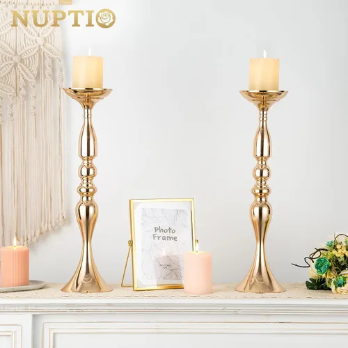 Vista 3 de Nuptio Jarrones para centros de mesa de oro jarrones de mesa de boda para mesas versátiles arreglos de flores de metal para bodas, fiestas y cenas