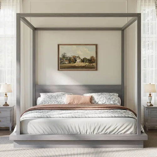 Vista 36 de Wood Canopy Platform Bed Full with Headboard, Trundle and 3 Drawers Negro-8.1