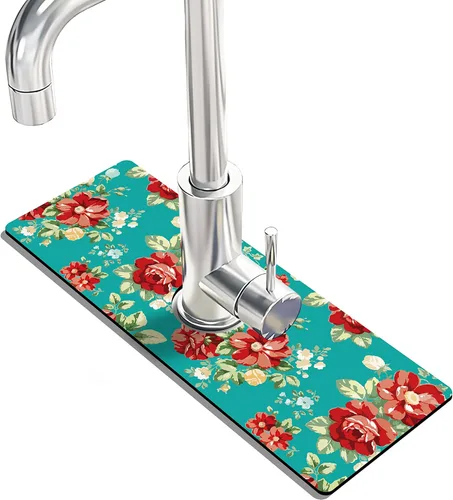 Vista 25 de Tapete protector contra salpicaduras para grifo de fregadero de cocina - 2 piezas, tapete súper absorbente de secado rápido, accesorios