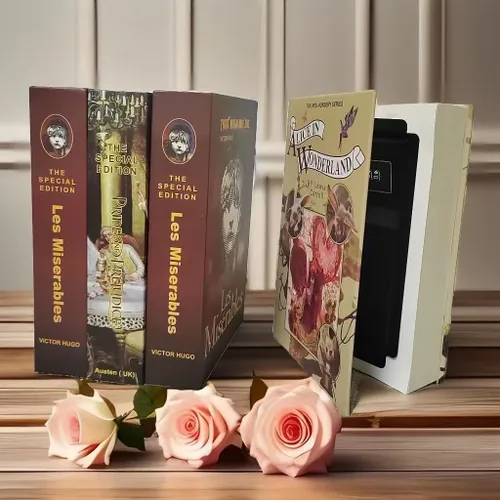 Vista 4 de Kingsida - Caja fuerte con cerradura de libro de papel real con cerradura de llave, diccionario secreto oculto (Alicia en el país de las maravillas)