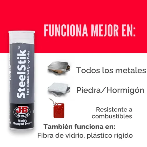 Vista 4 de Masilla epóxica reforzada con acero de 2 onzas, de la marca J-B Weld SteelStik 8267