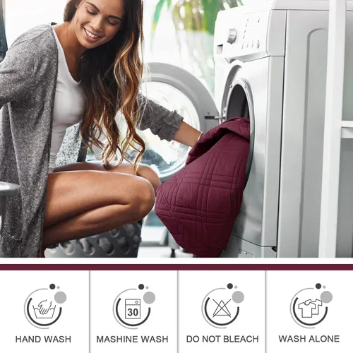 Vista 7 de TAOCOCO Funda de sofá reclinable 100% impermeable, funda antideslizante para sofás reclinables con correas elásticas (3 plazas, vino)