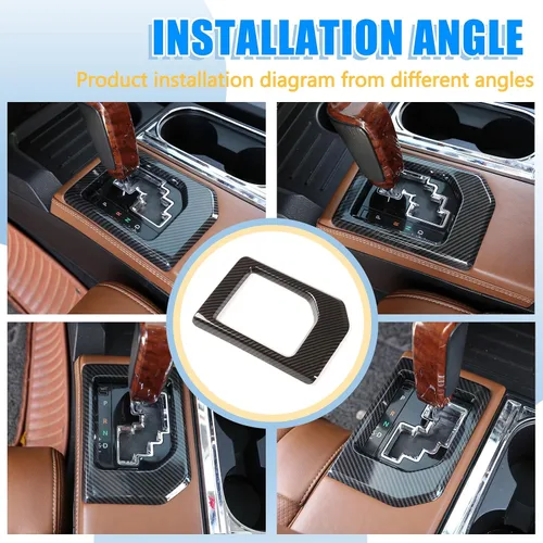 Vista 7 de Compatible con Toyota Tundra 2014-2021 ABS Consola Central Cambio Panel Marco Embellecedor Accesorios de Auto (Estilo Fibra de Carbono)