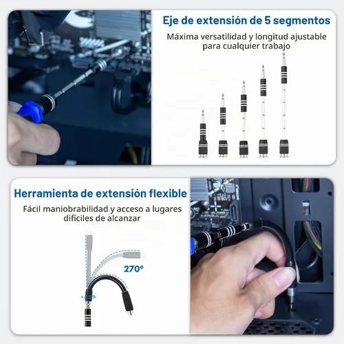 Vista 5 de XOOL Kit de destornilladores de precisión 62 en 1, kit de herramientas de reparación de electrónicos, kit de destornillador magnético con eje