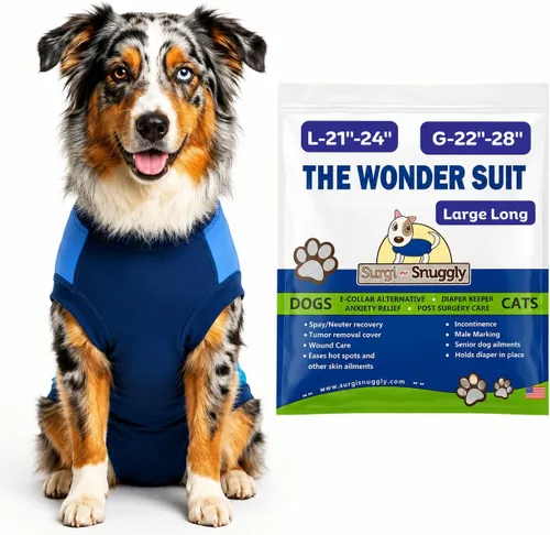 Vista 23 de SurgiSnuggly Traje de Recuperación Quirúrgica Inventado por Veterinarios para Perros Hembra o Macho, Esterilización, Castración, Mameluco, El Traje