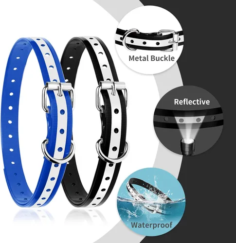 Vista 3 de Paquete de 2 correas de repuesto para collar de choque, compatible con Jugbow, Garmin, Patpet Collar de TPU ajustable de 3/4 pulgadas para perros