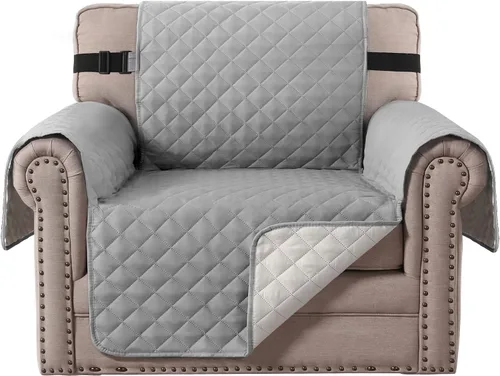 Vista 20 de H.VERSAILTEX Funda de sofá resistente al agua para sofá de 3 cojines, reversible, protector de muebles acolchado con correa elástica, funda de sofá