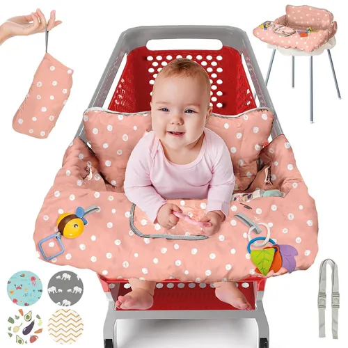 Vista 17 de PILLANI Asiento de carrito de compras para bebé, funda de silla alta para asiento de restaurante - Funda de carrito de comestibles para bebé niña