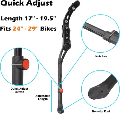 Vista 2 de Lumintrail, soporte de montaje central para bicicleta, pie de apoyo, ajustable, aleación de aluminio, se adapta a 24"-28