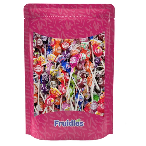 Vista 4 de Fruidles Mini Pops - Chupones de piruletas, sabores surtidos, lácteos certificados Kosher, envueltos individualmente, bolsa resellable (1 libra)