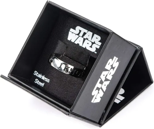 Vista 4 de Star Wars Anillo de acero inoxidable con texto en inglés "I Love YouI Know Talla 12, Plástico