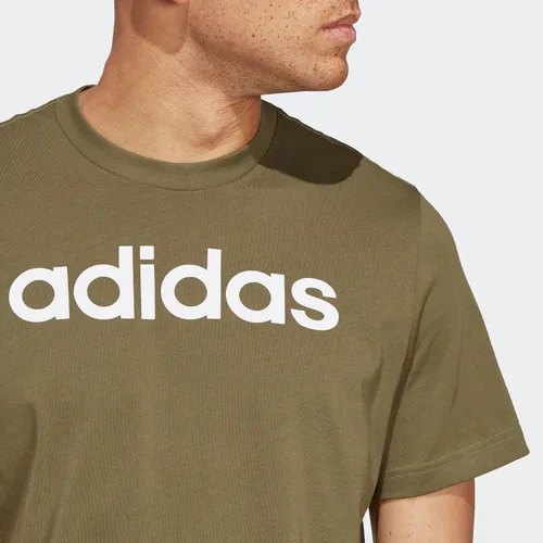 Vista 2 de adidas Camiseta básica con logotipo bordado lineal para hombre
