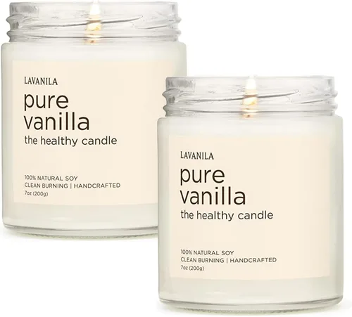 Vista 10 de Lavanila Vela de soja natural perfumada de vainilla pura (paquete de 1) – Hecho a mano, combustión limpia de 50 horas de tiempo de combustión, 7
