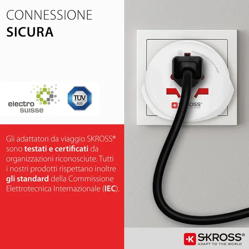 Vista 6 de Skross Adaptador de viaje del mundo a Europa, blanco