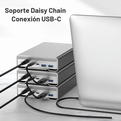 Vista 5 de Avolusion PRO-G1 - Disco duro externo USB 3.2 Gen 2 (10Gbps) USB-C de 12 TB con HUB USB 3.0 para Windows o MacOS PC de sobremesa o portátil