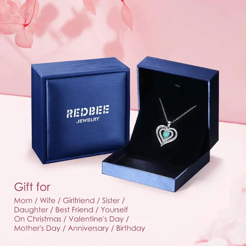 Vista 5 de Birthstone Jewelry Heart Pendant Necklace for Birthday Anniversary Presents for Mother's Day, Valentine's Day, Christmas Gemstone Necklaces for Her