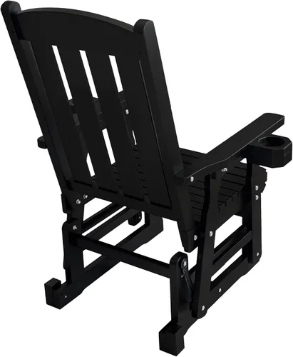 Vista 9 de Fortune Candy Planeador de madera para patio para una persona, con respaldo alto y asiento contorneado profundo, madera de abeto maciza, resistente