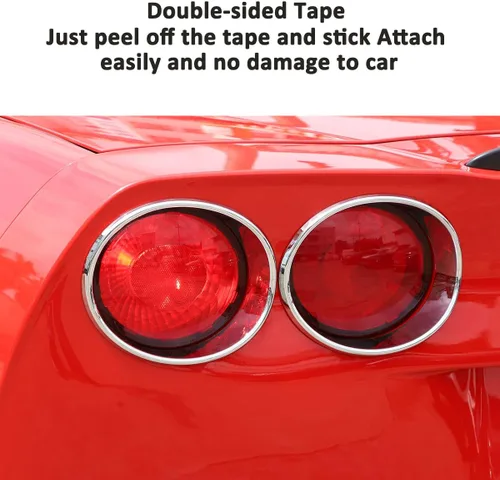 Vista 6 de Cubierta de marco de lámpara de faros traseros de automóvil para Chevrolet Corvette C6 2005-2013, luces reflectoras de parachoques trasero