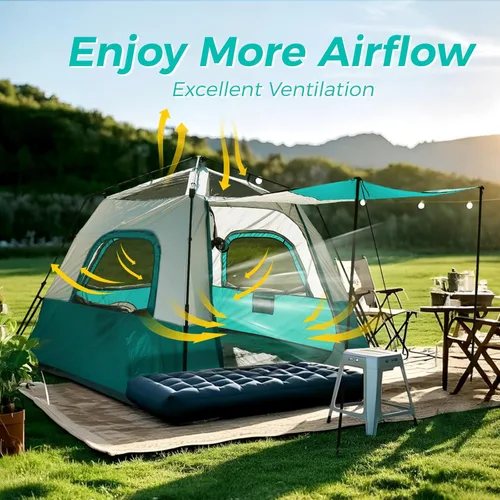 Vista 4 de Hewolf Instant Tent for 4-6 Person Camping, Waterproof Easy Pop Up Tent Sets Up in 60 Seconds for Family Outdoor Hiking & Backpacking with Carry Bag