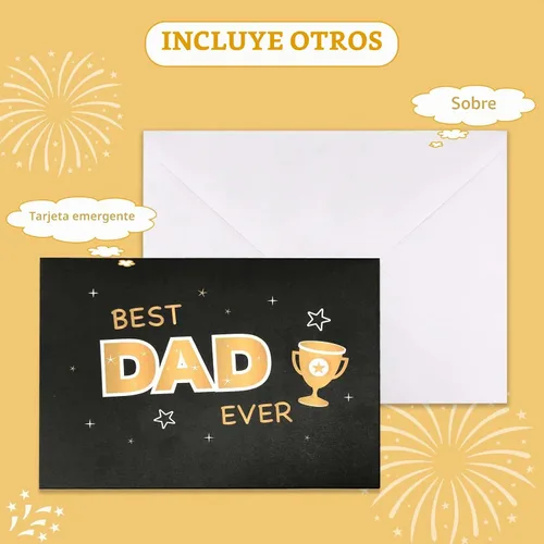 Vista 5 de Tarjeta emergente 3D para el día del padre, luces y música, mejor tarjeta de papá del mundo, tarjetas del día del padre, regalo del día del padre
