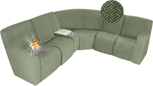 Vista 28 de ALIECOM Fundas 100% impermeables para sofá seccional reclinable, forma de L, elásticas, para esquina, funda para sofá seccional reclinable, lavable