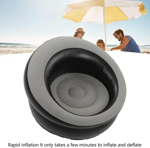 Vista 2 de Diydeg Sofá inflable, sofá de aire ergonómico portátil con flocado, silla inflable simple, sofá inflable de inflado rápido, sofá perezoso para sala