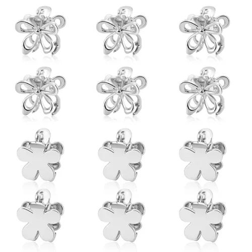 Vista 14 de CWJCYTNSN 16 unidades de pequeñas pinzas para el cabello para mujeres y niñas, mini pinzas de flores de cristal, pinzas de metal lindas de 0.8