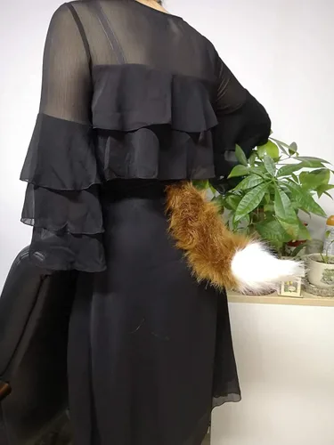 Vista 8 de BANLAN - Disfraz de cola de gato o zorro de pelo sintético para niñosadultos, cosplay, Halloween, Navidad, fiesta, talla única