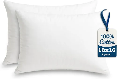Vista 30 de Foamily Rellenos de almohada 100% algodón, paquete de 2 rellenos de almohada de 12 x 12 pulgadas para almohadas decorativas para sofá y cama