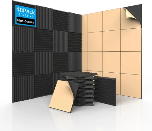 Vista 26 de SODOCT - Paquete de 2 paneles de espuma acústica grandes para cajas de huevos, 48 x 24 x 1.2 pulgadas, espuma a prueba de sonido de alta densidad