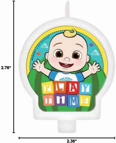 Vista 2 de amscan Cocomelon - Vela para fiesta de cumpleaños, 2.4 x 2.6 pulgadas, color blanco, 1 unidad