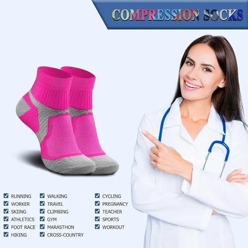 Vista 6 de QUXIANG Compression Socks for Women & Men Circulation 367 Pairs Arch Ankle Support 15-20 mmHg Best for Running Cycling
