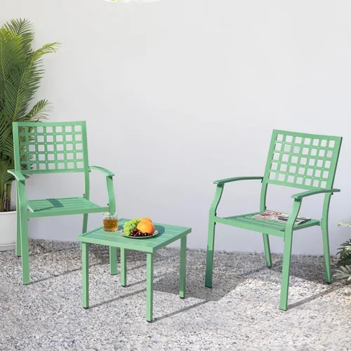 Vista 16 de NUU GARDEN 3 Pieces Outdoor Patio Bistro Set with Coffee Table,Beige