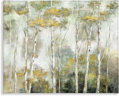 Vista 9 de Stupell Industries Bosque de abedul bosque amarillo follaje bosque pintura, diseño de Nan