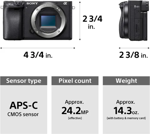 Vista 5 de Sony Alpha a6400 - Cámara digital sin espejo compacta con lente intercambiable APS-C, enfoque automático en tiempo real del ojo, video 4K, pantalla