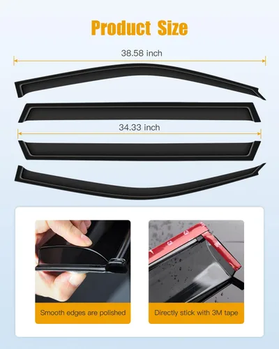Vista 3 de ROADFAR Se adapta a 2001-2007 para TOYOTA Highlander Viseras de ventana de montaje exterior Deflector protector de lluvia Juego de 4 piezas