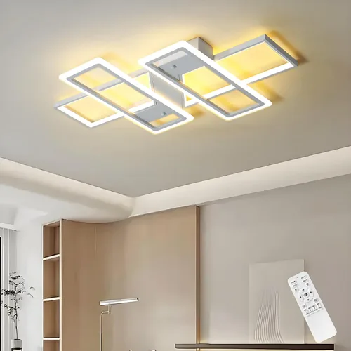 Vista 12 de GEADI Lámpara de techo moderna regulable, lámpara de techo LED blanca de 35.4 pulgadas con control remoto, accesorio de iluminación rectangular