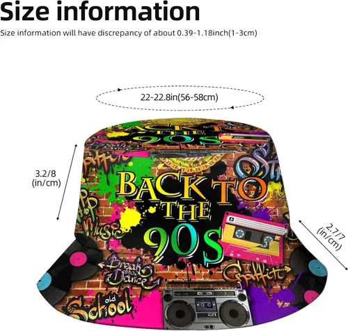 Vista 2 de Atuendo de los años 90 para mujeres y hombres, sombrero de pescador retro de los años 90 para exteriores, plegable, accesorios para rave, sombreros
