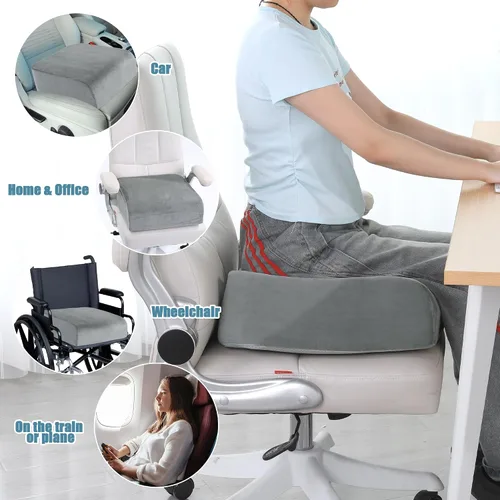 Vista 2 de HOMBYS Cojines de asiento extra gruesos para silla de oficina, asiento elevado para automóvil, cojín de espuma viscoelástica para automóvil, cojines