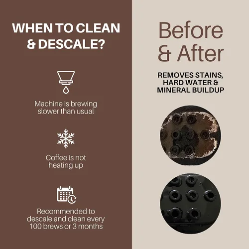 Vista 5 de Simply Good Coffee Descalcificador y limpiador. Paquete de limpieza descalcificadora para máquina de café y espresso. Quitamanchas sin fosfatos