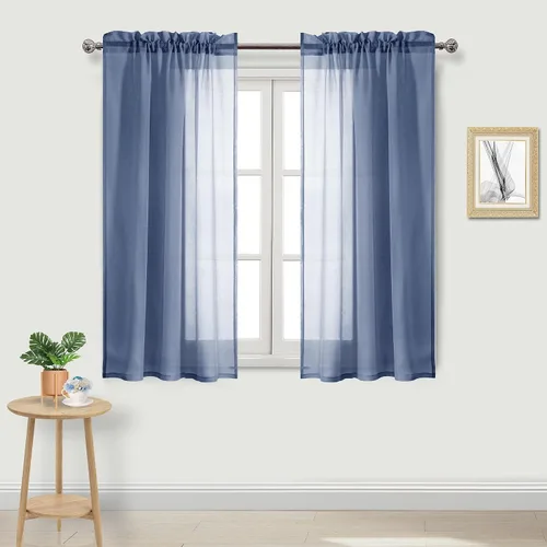 Vista 91 de DWCN Cortinas Transparentes Aqua de Voile Semitransparente con Bolsillo para Barra para Dormitorio y Sala de Estar, 36 x 36 pulgadas de Largo, Juego