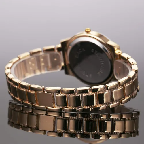 Vista 5 de SIOBSUN - Reloj de pulsera para mujer, de acero inoxidable, cristal de cuarzo, para mujer, pulsera brillante, 3 oro rosa