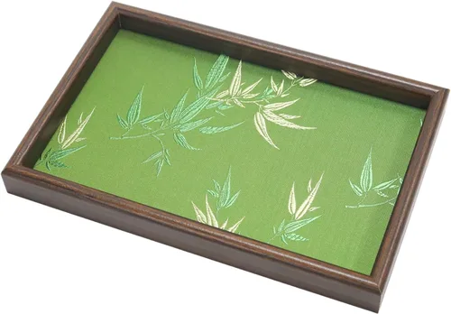 Vista 16 de Bandeja de valet de madera con base de cuero, verde
