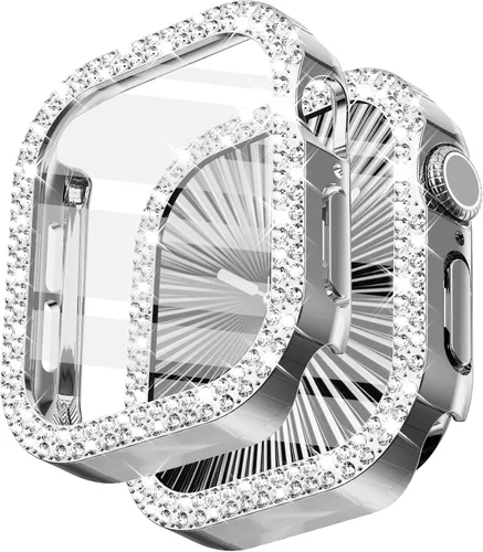 Vista 42 de Surace - Carcasa de 1.49 pulgadas compatible con Apple Watch con protector de pantalla, caja protectora general con diseño de diamantes brillantes