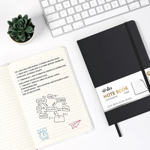 Vista 6 de ViVin Cuadernos de diario rayados para trabajo, 192 páginas, tamaño mediano de 5.5 x 8.3 pulgadas, rayado universitario, cuadernos A5 de tapa dura